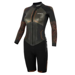 Zone3 - Evolution Women's Swimrun Wetsuit - Black/Orange/Gunmetal - 2023